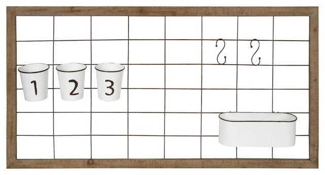Herrington Wall Storage Grid With Metal Containers Brown 47 25x23 5 Farmhouse Organizers By Uniek Inc - Metal Wall Organizer Grid Herrington Wall Storage Grid With Metal Containers Brown 47 25x23 5 Farmhouse Organizers By Uniek Inc - Metal Wall Organizer Grid