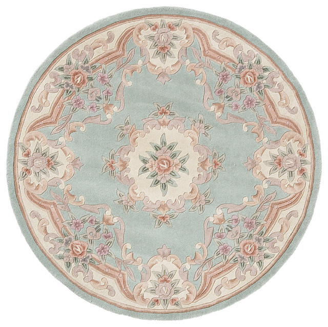 Rugs America New Aubusson 2'x4' Rug, Light Green Traditional Area