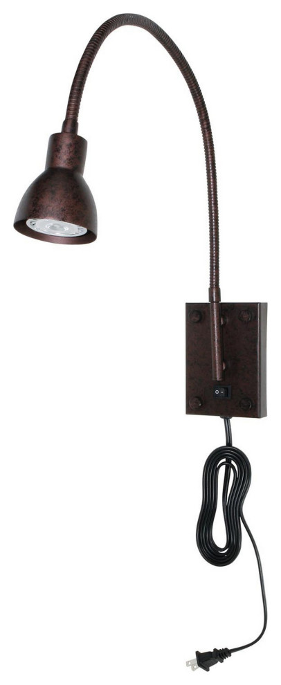Benzara BM225089 Metal Round Wall Reading Lamp with Plug In Switch, Bronze