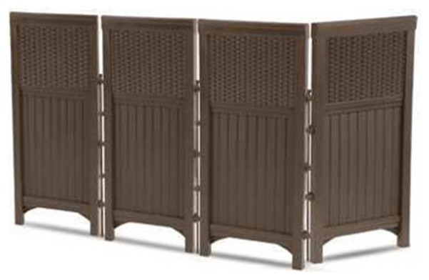 4 Panel Wicker Outdoor Screen Enclosure In Brown Contemporary
