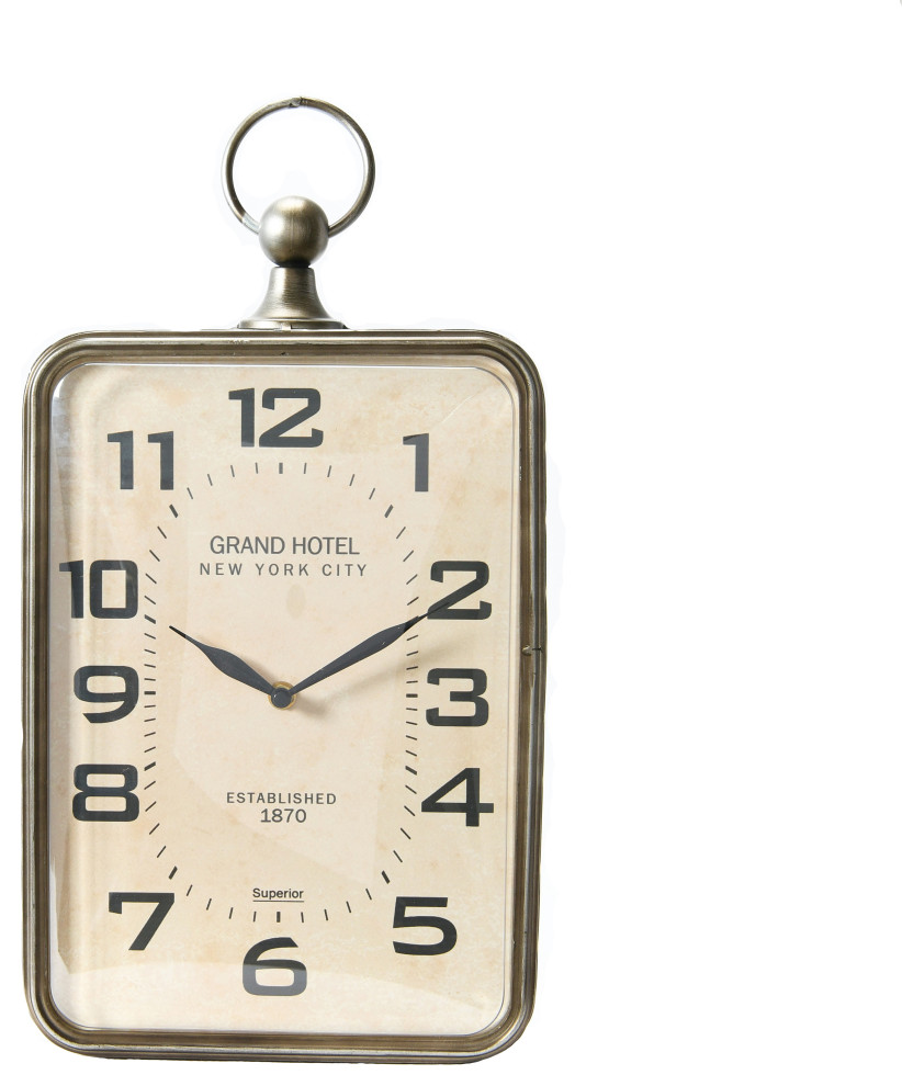 Metal Rectangle Hanging Clock With Handle Decoration on Top - Traditional - Wall  Clocks - by Creative Co-op | Houzz