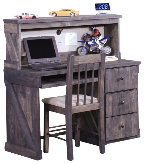 Chelsea Home 3-Drawer Student Desk with Hutch and  Chair in Driftwood