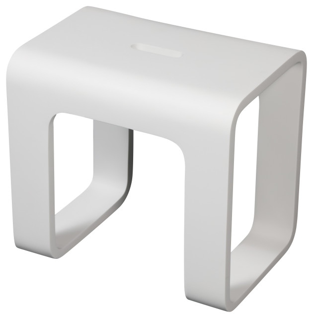 White Matte Solid Surface Resin Bathroomshower Stool Modern Shower