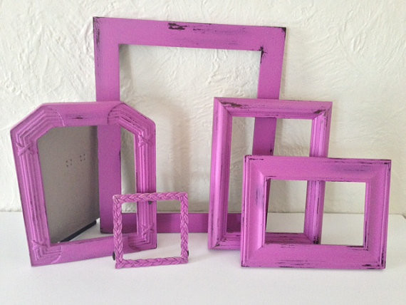 Shabby Chic Radiant Orchid Frames by My Sugar Blossom, Set of 5