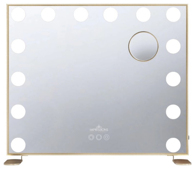 Hollywood Tri Tone Plus Makeup Mirror, Champagne Gold