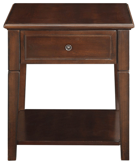 24" Walnut Manufactured Wood Rectangular End Table With Drawer And
