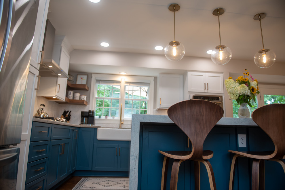 Kitchen with Stunning Waterfall Island