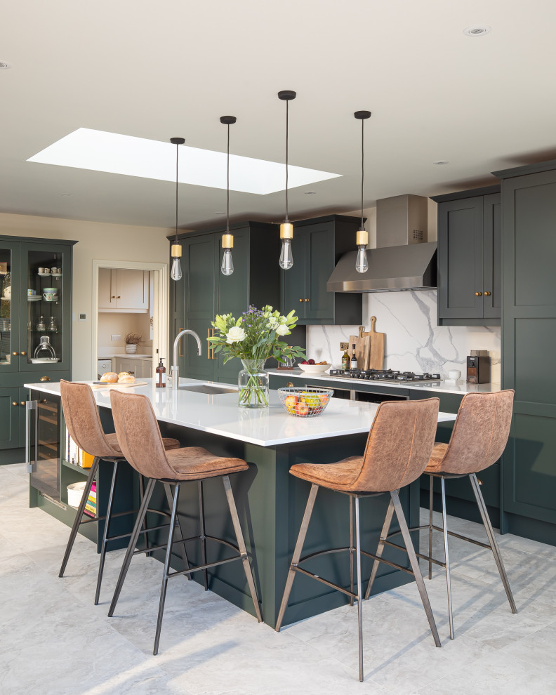 Elegant rich Green Shaker kitchen Transitional Kitchen Essex by