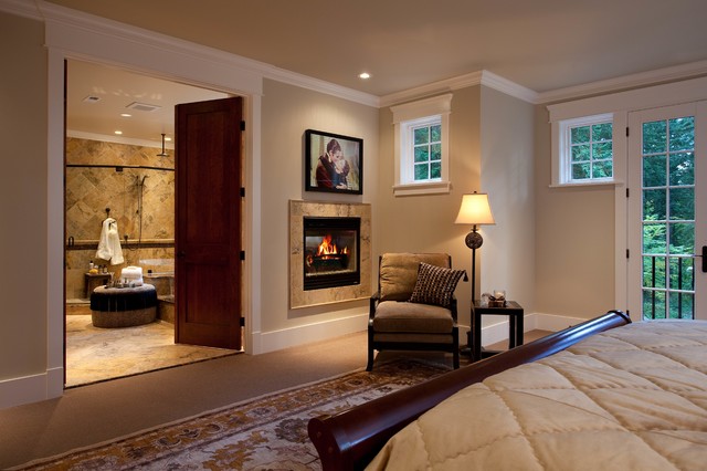 Master Bedroom Double Fireplace In Bedroom And Bathroom