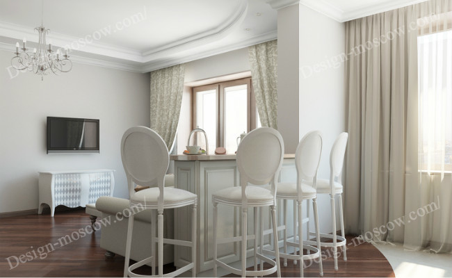 Квартира в Белом. Визуализация кухни-гостиной