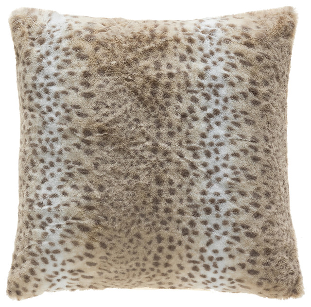 Snow Leopard Faux Fur Throw Pillow Contemporary Decorative