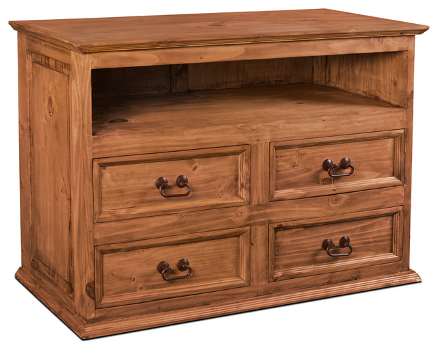 Rustic Solid Wood 4 Drawer Media Chest Tv Stand Traditional