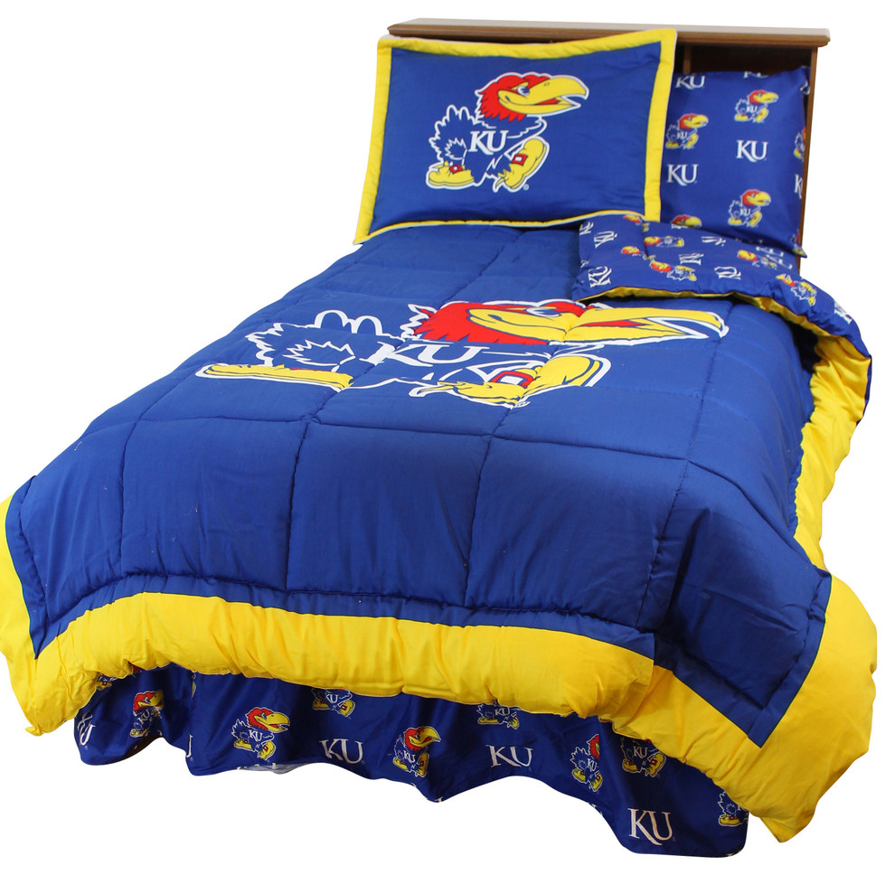 Kansas Jayhawks Bed in a Bag Queen, With Team Colored Sheets