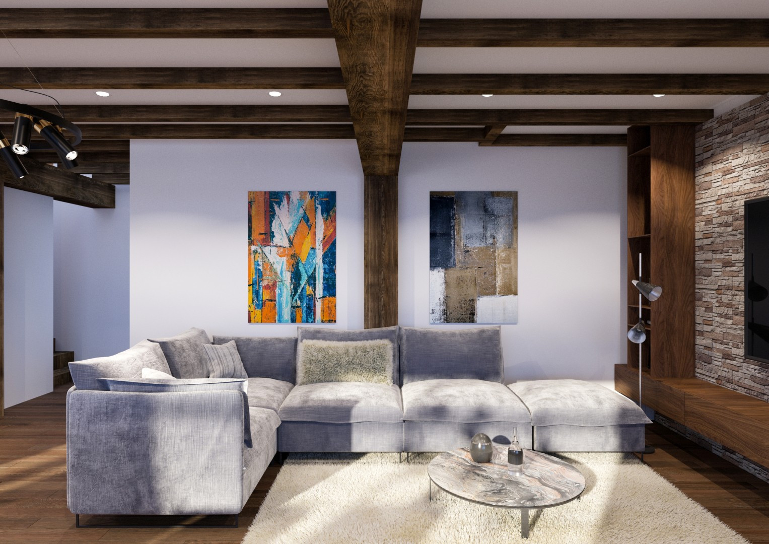 Гостиная в стиле шале