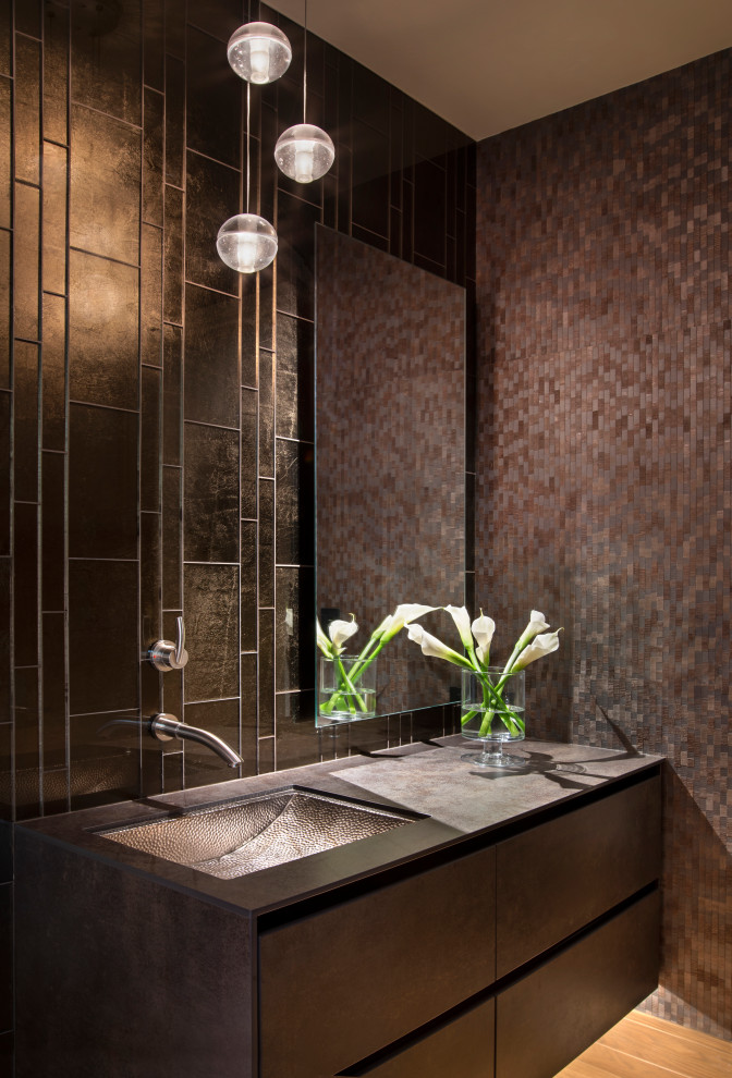This is an example of a contemporary powder room in Denver.