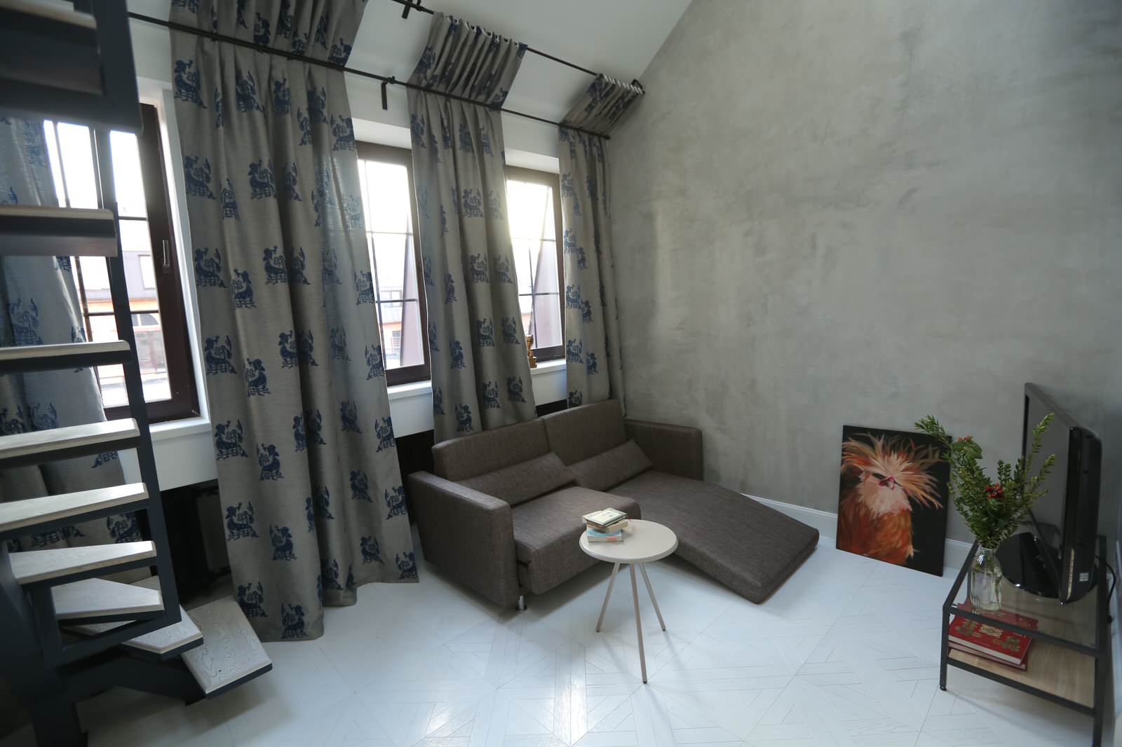 loft for young man with russian patterns