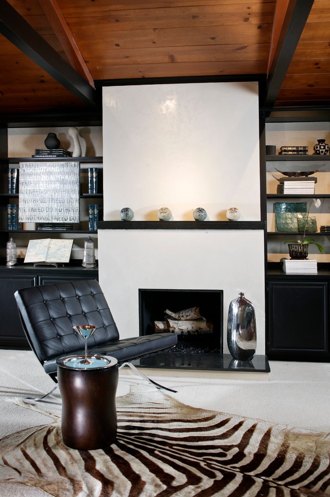 Inspiration for a contemporary family room in Sacramento with a standard fireplace.
