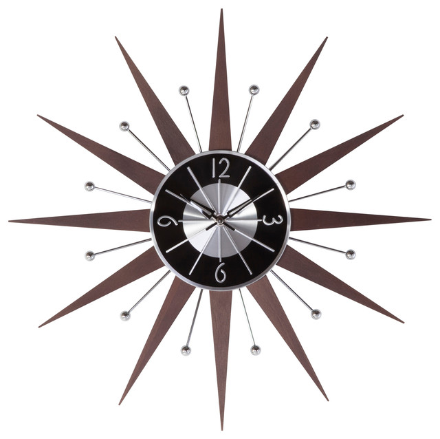 George Nelson Wooden Starburst Clock, Wood - Wall Clocks - by Mid Mod