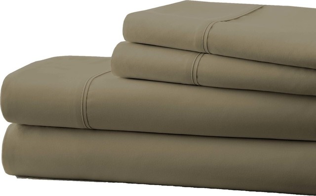 Becky Cameron Luxury 4-Piece Bed Sheet Set, California King, Taupe