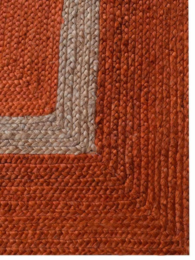 Rugsotic Carpets Hand Woven Jute 3'x5' EcoFriendly Area Rug, Orange
