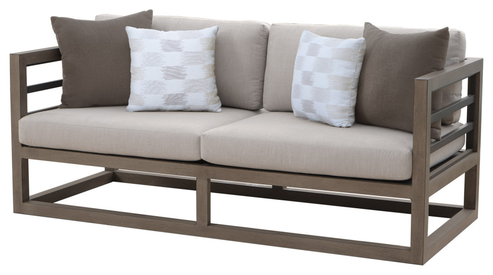Cape Outdoor Sofa With Sunbrella Fabric, Gray