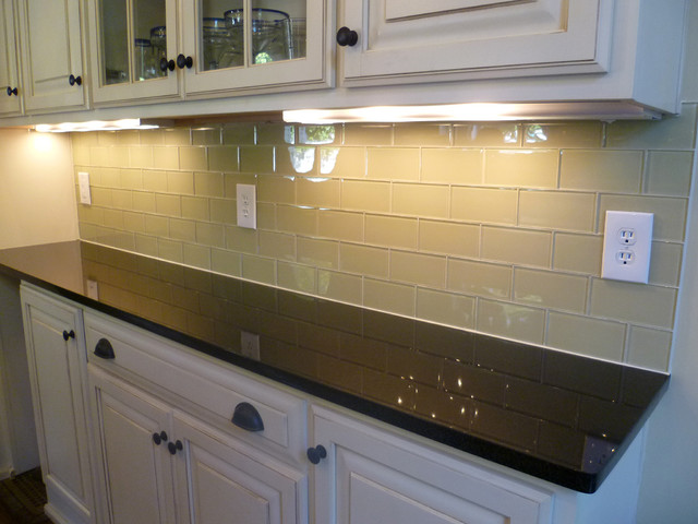 Glass Subway Tile Kitchen Backsplash - Contemporary - Kitchen