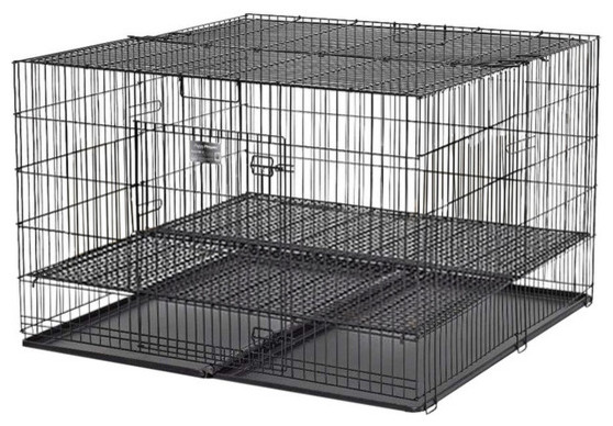 Midwest Puppy Playpen With Plastic Pan And 1 Floor Grid Black