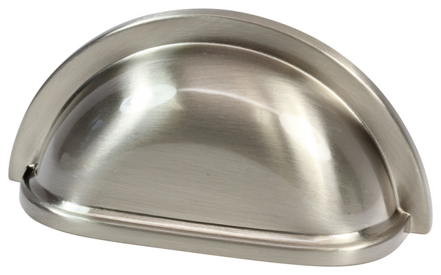 Crescent 3 Brushed Nickel Cup Cabinet Hardware Pull Handle
