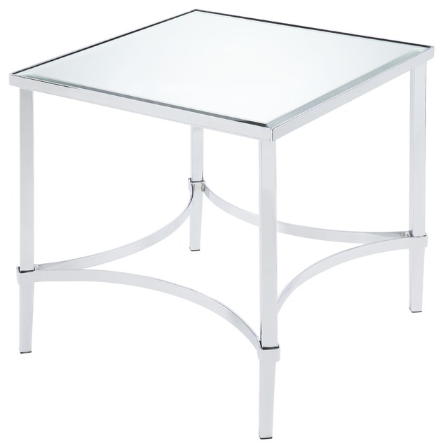 Acme Petunia 22 Square Mirrored Top End Table Chrome