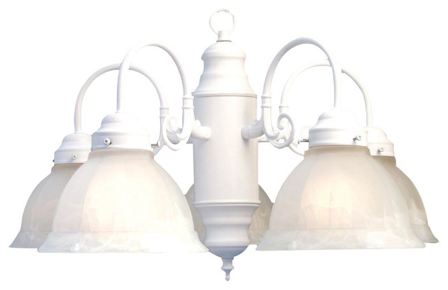 Woodbridge Lighting Basic Chandelier, White, 5l - 24"d, Custom Marble Glass