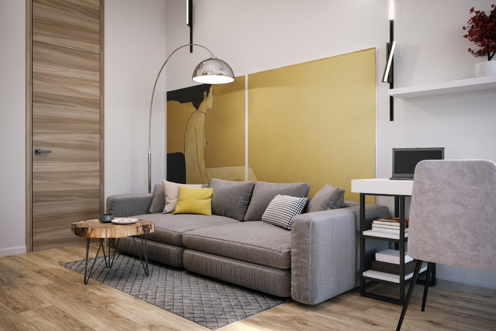 Современный интерьер коттеджа для молодой пары.