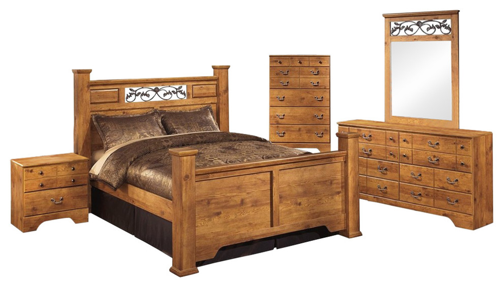 Ashley Bittersweet 5Piece Panel Bedroom Set With Chest, Brown