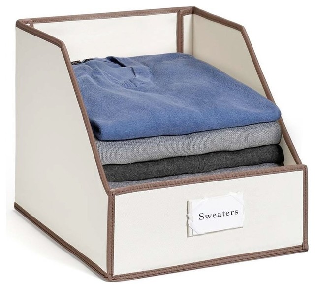 Collapsible Clothing Storage Bin with Flip-Down Front 