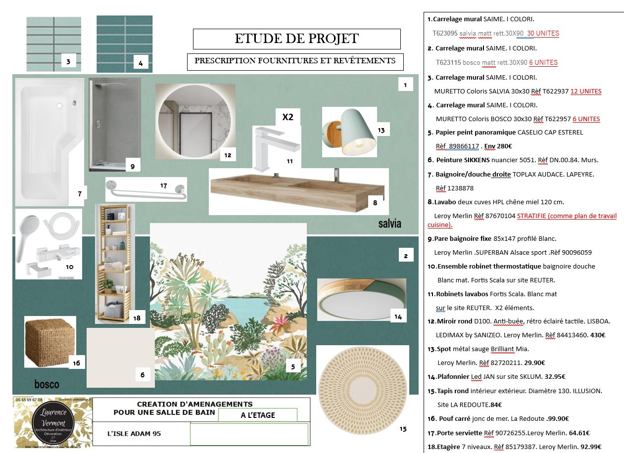 Création salle de bain d'amis dans une maison d'architecte.Région parisienne