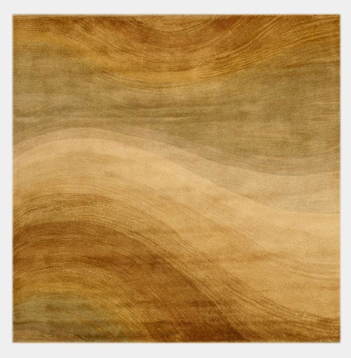 EORC Hand-tufted Wool Gold Contemporary Abstract Desertland Rug, Square 6'x6'