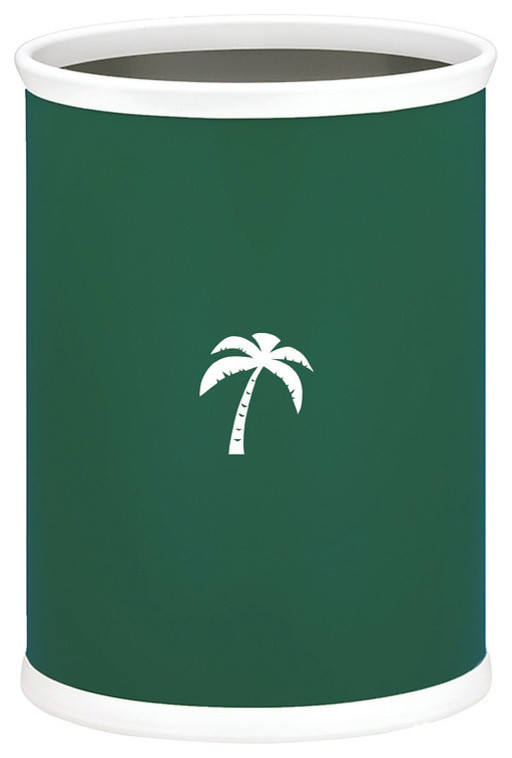 Kasualware 13Qt Oval Wastebasket, Palm Tree Tropical Wastebaskets
