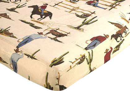 Wild West Cowboy and Horse Print Crib and Toddler Sheet