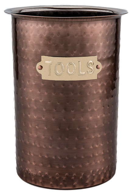 Hammered Antique Copper Tool Caddy Transitional Utensil