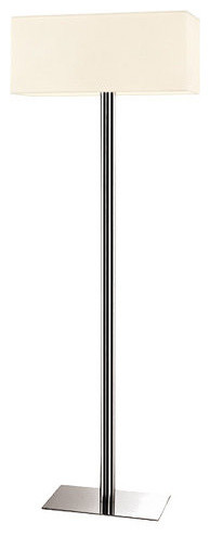 Madison Floor Lamp With Off-White Linen, Satin Nickel