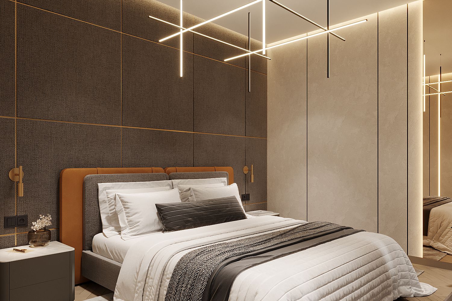 Минималистичная спальня в темных цветах