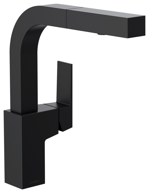 Mid-Town Single Handle Pull-Out Kitchen Faucet w/ SnapBack Retraction, Satin Black