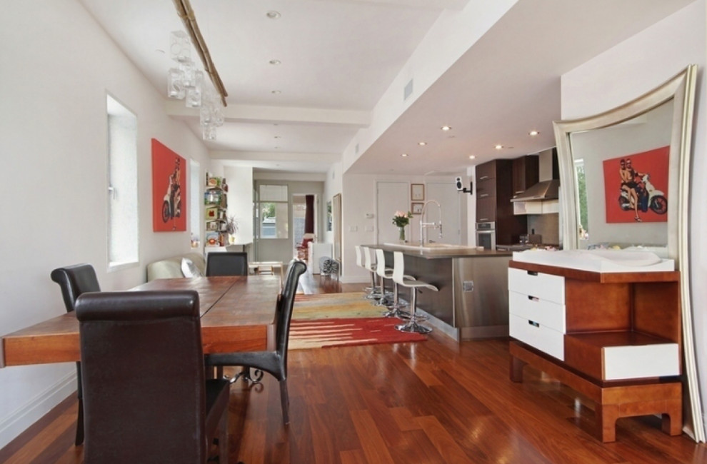 Modern kitchen color schemes that work with Brazilian cherry floors?