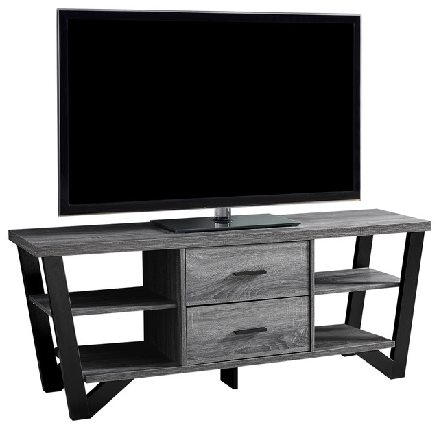 Tv Stand, 60 Inch, Console, Living Room, Bedroom, Laminate, Grey
