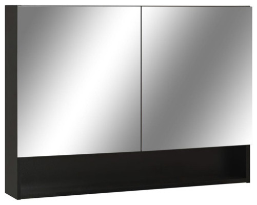 vidaXL LED Bathroom Mirror Cabinet Black MDF Storage Wall Cabinet Furniture