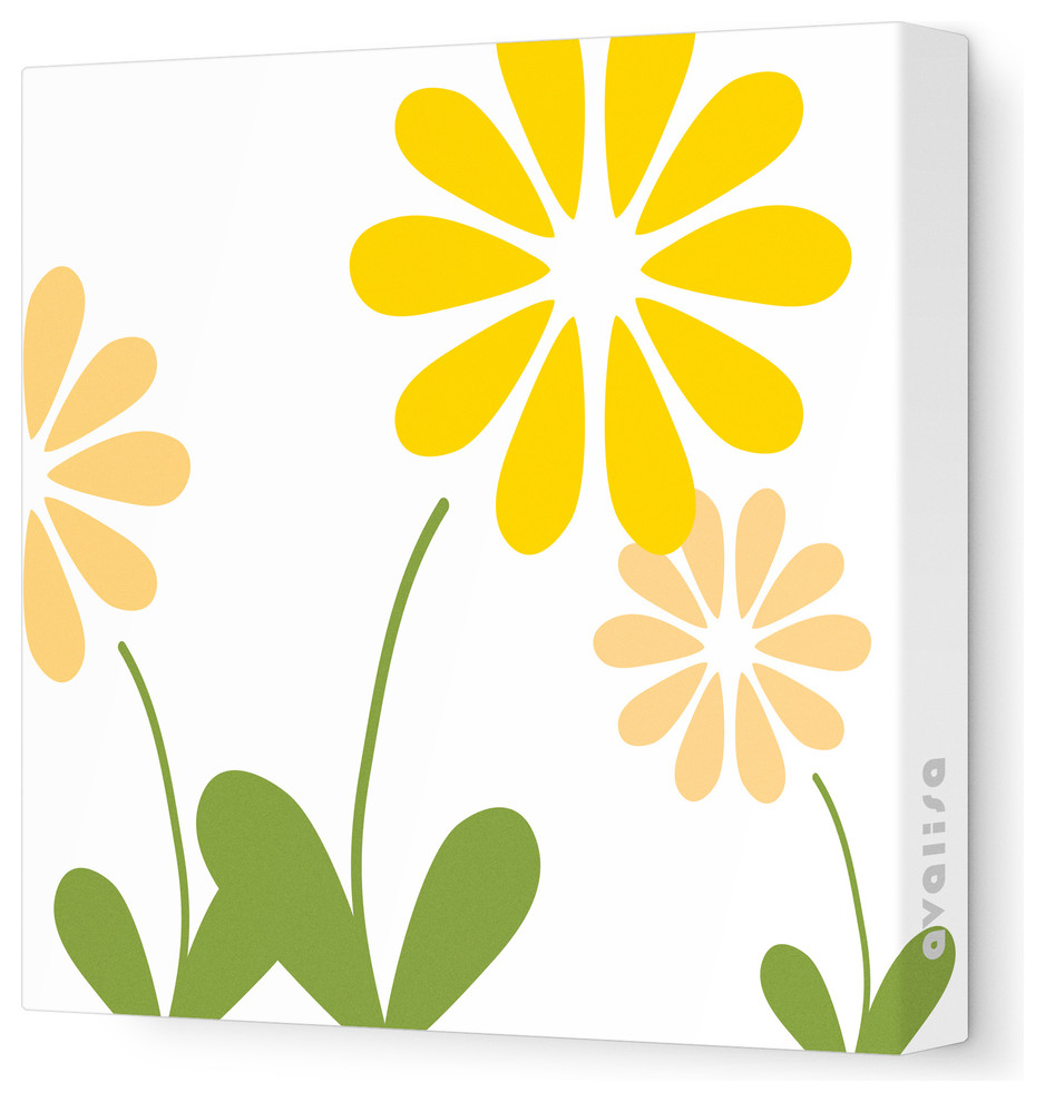 "Sunny Floral" Stretched Canvas Wall Art, Yellow