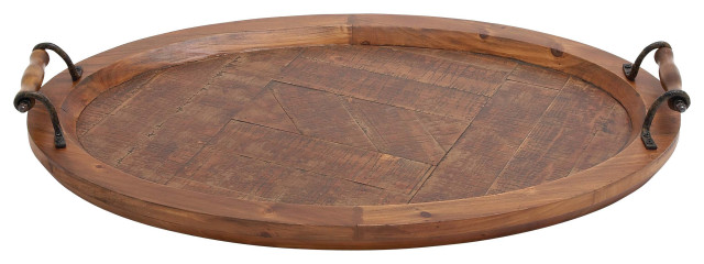 Rustic Brown Wood Tray 93955