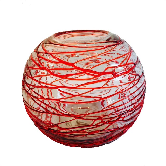 Fishbowl Vase, 8" Scarlet Cobweb Contemporary Vases by Worldly