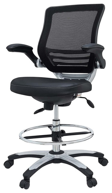 Ergonomic Swivel Drafting Chair with Flip-Up Arms and Padded Vinyl Seat ...