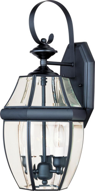 South Park Outdoor Wall Mount, 3-Light, Black, Glass Shade, 19"H