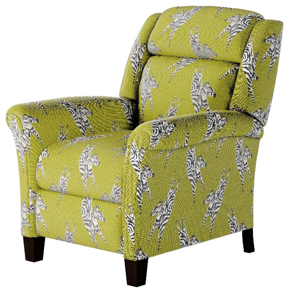 Southern Motion Pow Wow 34" Push Back HiLeg Fabric Recliner in Lime